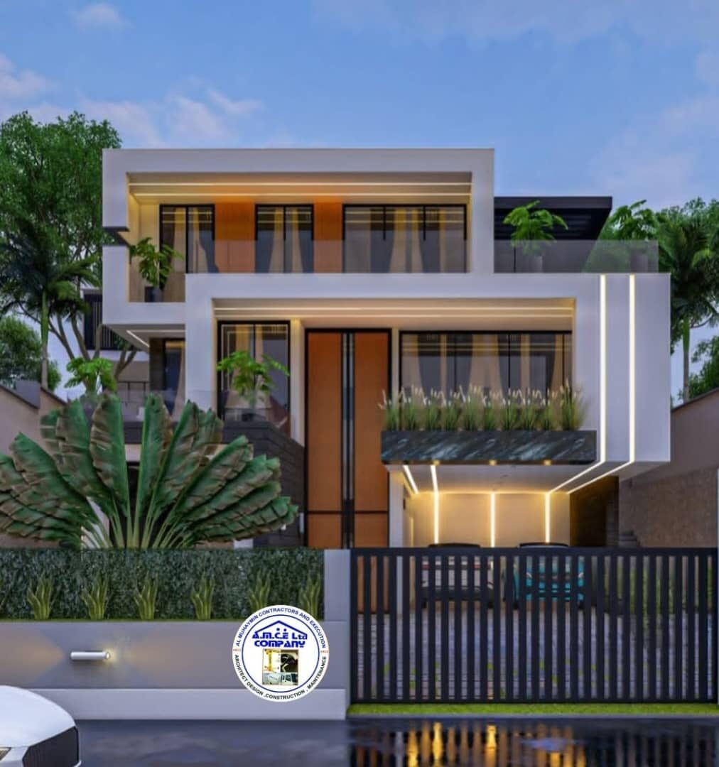 3D architectural render of modern villa design